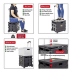 dbest Products Quik Cart Sport Collapsible Rolling Crate on Wheels for Teachers Tote Basket 80 lbs Capacity, Made from Heavy Duty Plastic, Black, Compact - color: Black, style: Sport