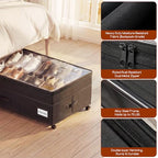 Under Bed Storage with Wheels, Adjustable Height Underbed Storage Containers, 2 Pack 65L Bins, Heavy-Duty 600D Fabric & Steel Frame for Clothes, Shoes, Bedding