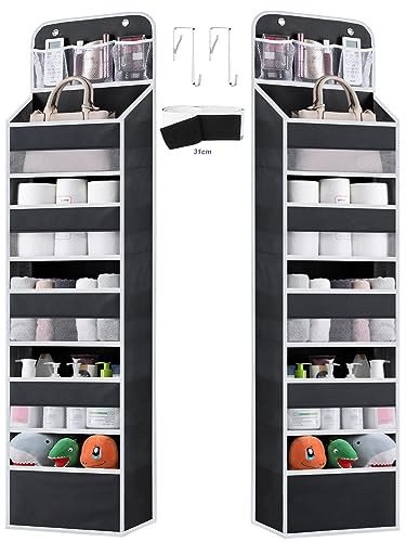Over the Door Organizer Storage - 5 Tier Hanging Storage shelves Door Organizer with Pockets, Anti Tilt 44 lb Load Behind Door Organizer for Bedroom,Nursery,Bathroom,Kitchen,Dorm,Shoe - 1 Pack, Black - color: Black, size: 1 pack