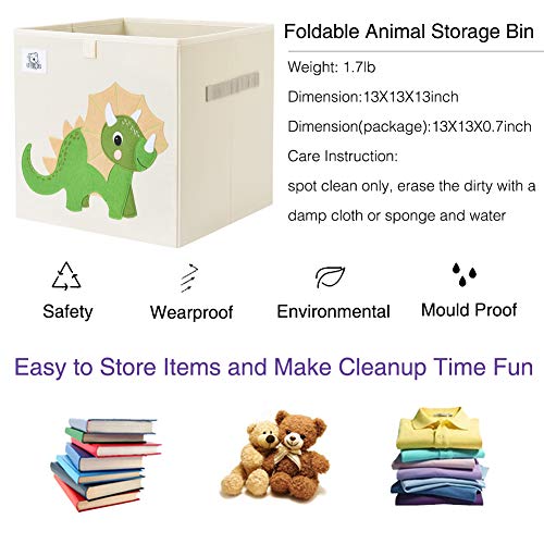 CLCROBD Foldable Animal Cube Storage Bins Fabric Toy Box/Chest/Organizer for Toddler/Kids Nursery, Playroom, 13 inch (Triceratops) - color: Triceratops