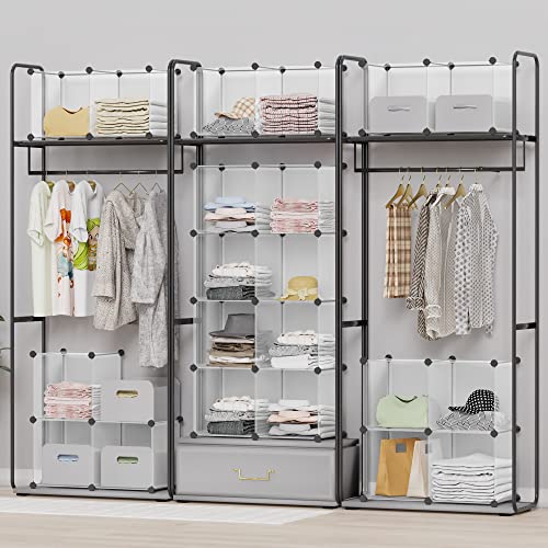 HOMIDEC Closet Organizers and Storage, 9 Cube Storage Organizer, Portable Closet Organizer Storage Cubes Shelves for Clothes, Bedroom, Wardrobe, Kids Room, Bathroom, Transparent - color: Transparent, size: Large