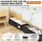 Dayacoco Underbed Storage with Wheels, 2 Pack Under Bed Storage Containers with Clear Lids No Assembly Required, 6.1 inch Rolling Under Bed Storage for Clothes, Shoes - size: 6.1 inch height-black