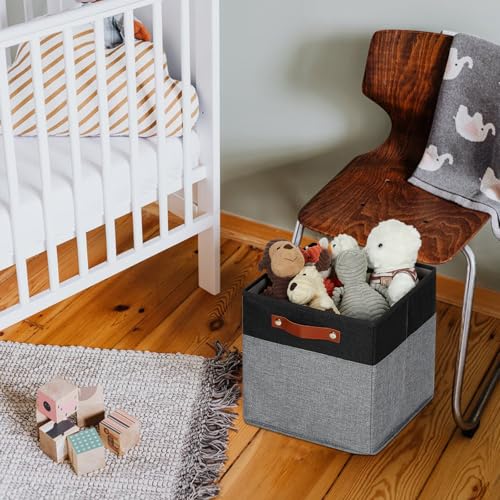 HNZIGE Cube Storage Baskets,Fabric Storage Cubes 12 x 12, Set of 4,Decorative Storage Baskets for Organizing with Handles,Closet Bins for Shelf Organizer Home Toy Nursery Closet(Black Gray) - color: Black Gray, size: 12"x12"x12"-4pack