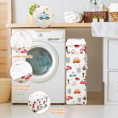 Odonata Slim Laundry Hamper Handles Collapsible Laundry Basket Thin Dirty Clothes Basket Narrow Laundry Bag Foldable Dirty Hamper 48L (Car) - color: Car