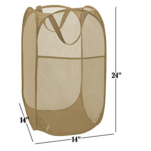 Mesh Popup Laundry Hamper, Foldable Laundry Basket Clothes Hamper for Home, Apartment, College Dorm or Travel, Collapsible for Storage, Beige - color: Beige