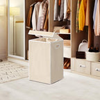 Simple Houseware Foldable Laundry Hamper Basket with Lid, Beige - color: Beige