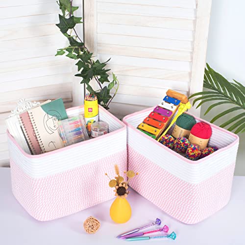 MINTWOOD Design 3-Pack Storage Baskets for Shelves, Decorative Baskets for Organizing, Woven Baskets for Storage, Book Basket, Cube Organizer, Cube Storage Bin Box, Closet Organizers, Light Pink - color: Light Pink