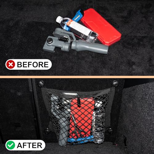 Universal 2 Pack Elastic Small Cargo Net Pocket Organizer Pouch Bag 14.3 x 9.5 inches RV Netting Storage Pocket with 8 Pieces Mounting Screws, Mesh Cargo Net for Car Trunk RV Storage - size: 14.3 x 9.5 inch