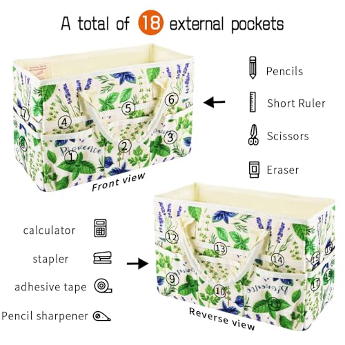 E-WEICHEN Craft Organizer Tote Bag Art Storage Caddy with Multiple Pockets Containers for Art,Craft,and Office Supplies Storage.Spearmint - color: Spearmint