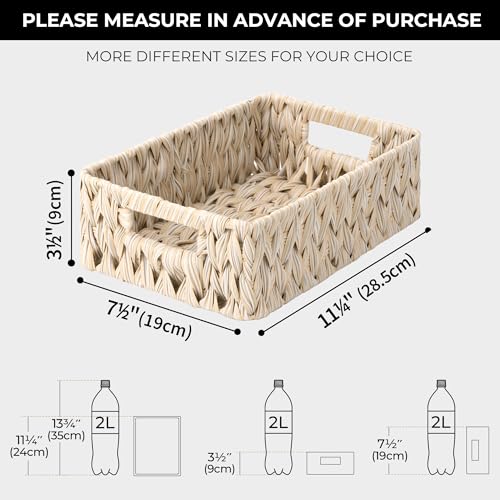 GRANNY SAYS Wicker Baskets for Organizing, Storage Basket for Shelves, Shelf Baskets with Handles, Waterproof Woven Basket for Living Room, Rectangular Baskets for Entryway, 2-Pack - color: Butter Milk, size: 11 ¼"L x 7 ½"W x 3 ½"H