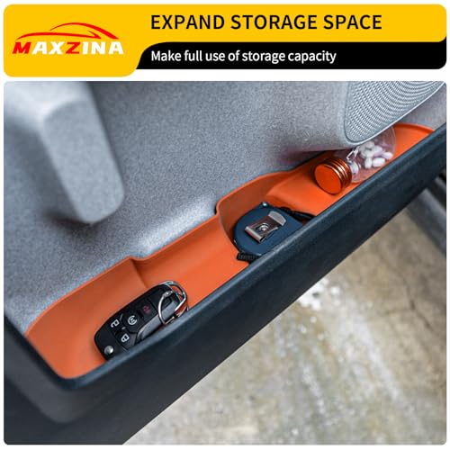 Door Side Storage Tray Compatible with 2022-2025 (No for 2026) Ford Maverick Side Door Storage Box Door Organizer Phone Pocket Silicone Front & Rear 4PCS Maverick Accessories (Original Orange) - color: Original Orange