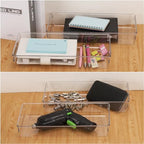 Ohlove 6Pcs Clear Plastic Drawer Organizers Tray 12" x 6.2" Storage Bins with 25Pcs Non-Slip Pads for Makeup, Jewelries, Kitchen Utensils, Bathroom and Office - size: 12"x6"