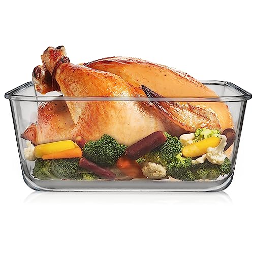 6500 ML / 220 oz / 28 Cup LARGE Glass Food Storage Container with Airtight Locking Lid. Ideal Storing food, Vegetables, Fruits. Baking Casserole, Lasagna, Roasting Turkey, Chicken BPA Free Oven Safe - size: 6500 ml