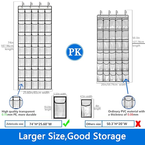over the door shoe organizer,2025 upgraded,over the door shoe organizer,35 Huge clear pockets,over door shoe organizer,Store size 13 shoes,Strong material,hooks Suitable for various doors,White - color: White-clear pockets, size: 71'' x 25.4''/Pack of 1