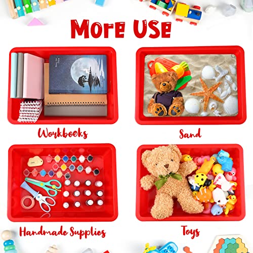 Hoteam 10 Pcs Flat Storage Organizer Tray Bin Paper Tray for Classroom Plastic Stackable File Organizer for School Office Teacher Book Organization(Red,13.78 x 9.84 x 3.15 Inch) - color: Red, size: 13.78 x 9.84 x 3.15 Inch