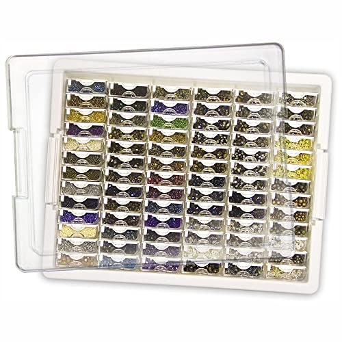 Elizabeth Ward Bead Storage Solutions Plastic Storage Tray and Bead Organizer with 78 Containers of Various Sizes, Tray, and Lid for Beads, Clear - style: 82-Piece