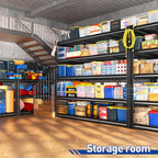 REIBII 55" W Garage Shelving Unit, 5-Tier Adjustable Rivet Metal Shelves, 2800 LBS Industrial Steel Storage Shelves with Reinforced Mesh, for Warehouse Basement Pantry, Shed, Black, 72" H x 17.7" D - size: 55"Wx17"D x 72"H