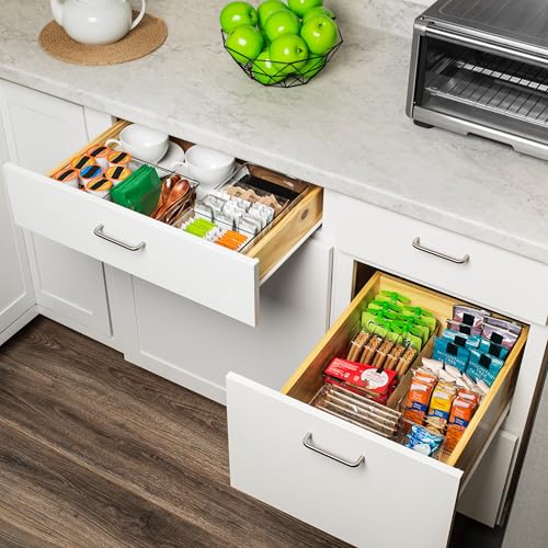 ClearSpace Plastic Pantry Organization and Storage Bins with Removable Dividers – XL Perfect Kitchen / Refrigerator/ Cabinet Organizers, 2 Pack - size: 15"L x 7.5"W x 3.5"H