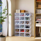 AWTATOS Shoe Storage Boxes, Thickened Shoe Storage Organizer with Clear Magnetic Door, Stackable Shoe Container with Lids, Collapsible Large Shoe Rack, Fit up to US Size 15, 10 Pack - size: 10 pack