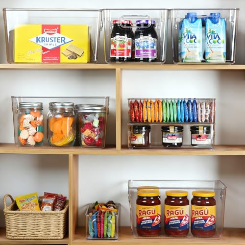 Hudgan Pantry Organizers Storage, Set of 8 Clear Organizer Bins 4 Large and 4 Small Stackable Storage Containers for Fridge Freezer, Kitchen Cabinet, Under Sink - size: 4S+4L
