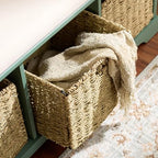 SAFAVIEH Home Collection – Lonan Dusty Green Storage Bench with Seat Cushion, 3 Basket Drawers, Coastal Farmhouse Entryway Design (AMH5733J) - color: Dusty Green