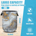 White Gold Marble Laundry Basket, Laundry Hamper Collapsible Oxford Cloth with Handle Clothes Toy Storage Bin for Bathroom Laundry Room Bedroom 15.7 X 20 Inch - color: White Gold Marble