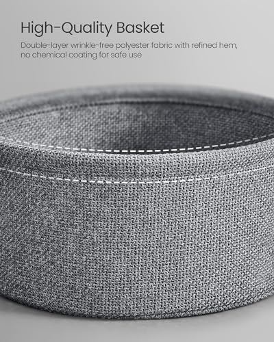 VASAGLE LILEA Collection - Small Round Side End Table, Modern Nightstand with Fabric Basket, Ebony Black and Slate Gray ULET223B01 - color: Ebony Black + Slate Gray, size: Round + 1 pack