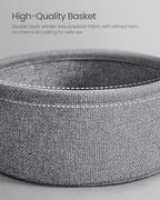 VASAGLE LILEA Collection - Small Round Side End Table, Modern Nightstand with Fabric Basket, Ebony Black and Slate Gray ULET223B01 - color: Ebony Black + Slate Gray, size: Round + 1 pack