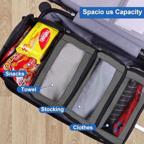 Olosar Suitcase Organizer, Travel Luggage Organizer Portable Hanging Travel Shelves Collapsible Hanging Packing Cubes for Carry on Suitcase - color: Dark Grey-S, size: Small