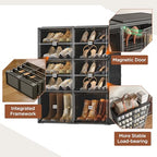 Vipbox Black Shoe Rack Organizer Cabinet for Closet Entryway,Clear Shoe Storage Boxes Stackable Sneaker Storage with Door Easy Assembly Shoe Cabinet with Lids Large 5 Tiers 20 Pairs - size: 5 Tiers 20 Pairs