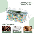 4-Pack Small Pantry Containers, 0.8 QT/0.76 L Clear SAN Food Storage Canisters with Twist-Lock Lids, Stackable for Sugar, Tea Bags, Seasoning, Nuts, Snacks (Green) - color: Green