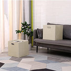 Cube Storage Bins 13×13 Inch Linen Foldable Box with Handles, Collapsible Organization Basket Set of 4 Large Capacity Drawer for Closet Shelf Cabinet Bookcase Bedroom, Beige - color: Beige
