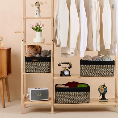 MiniArk Large Storage Baskets for Shelves, Closet Organizers Bins for Clothes Blanket Towels, Baby Nursery, Toy Baskets Box, Woven Rope Baskets, 17 x 13 x 7.5”, 2 Packs Woven Brown - color: Woven Brown, size: 2pcs-L17×W13×H7.5"