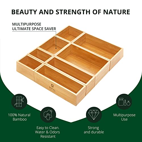 ROYAL CRAFT WOOD Bamboo Jewelry Organizer Box & Chests Set - Versatile Storage Solution for Makeup, Jewelry, and Bathroom Essentials (8 Boxes)