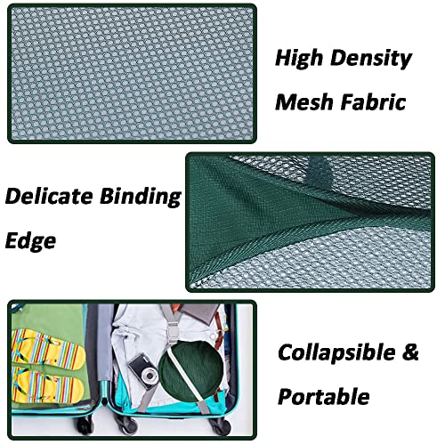 Pop Up Laundry Hamper, Reinforced Mesh Laundry Basket, Folding Clothes Storage Bin for Home, Dorm, Apartments, Travel (Green, Vertical) - color: Green