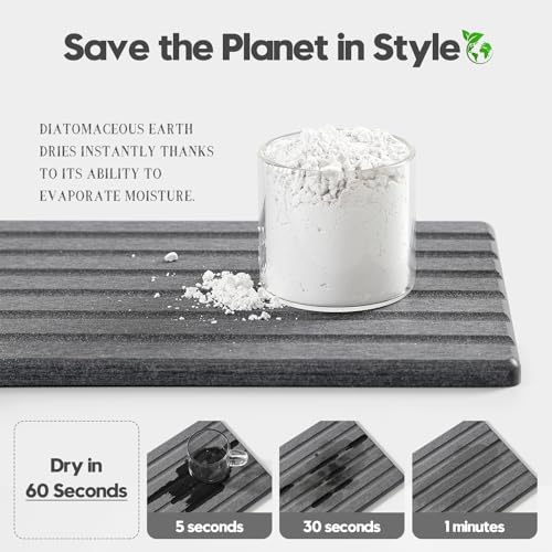 Razborci 2PCS Water Absorbing Stone Drying Tray Mat for Bathroom Sink & Kitchen Counter Organizer, Quick Dry Dish Soap Dispenser Sponge Holder, Vanity Sink Caddy, Coaster, Dark Gray - 10" x 6" - color: 2pack-10"x 6" - Dark Gray
