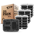 Freshware Meal Prep Containers 21 Count (Pack of 1), 3 Compartment with Lids, Food Storage Containers, Bento Box, Stackable, Microwave/Dishwasher/Freezer Safe (24 oz) - size: 3-COMP-21PK