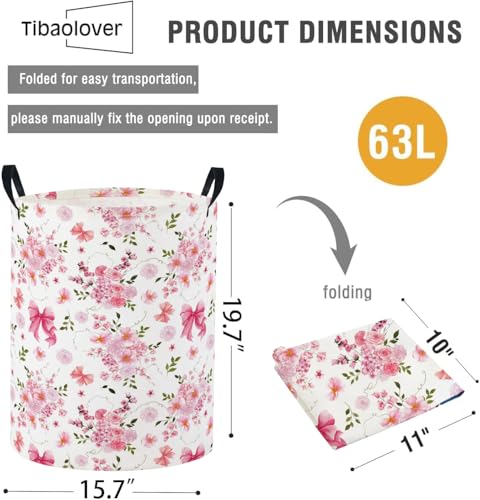 Baby Laundry Basket Baby Nursery Hamper Kids Laundry Basket Toy Storage Bin for Boys Room Decor Gift Baskets for Bedroom Bathroom(Bowknot Flower) - color: Bowknot Flower