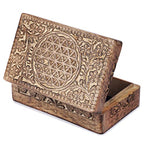 Ajuny Wooden Hand Carved Jewelry Box - Mango Wood Celtic Flower Carving Decorative Keepsake Box, Memory Box Organizer Travel Treasure Chest Trinket Holder Case Great Gifts 8x5 Inch - style: Celtic Flower