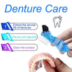 2 Pack Travel Denture Bath Case Set Orthodontic Dental Box Case with Brush, Denture Soaking Cup False Teeth Retainer Container for Clear Braces, Mouth Guard, Night Guard - color: Black & Purple