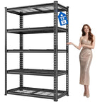 REIBII 40" W Metal Storage Shelves, 5 Tier Steel Garage Shelves, 72" H Adjustable Industrial Shelving Unit and Storage Shelf for Kitchen, Office, Basement, Pantry, Closet, Shed, 2750LBS - size: 40"Wx16"D x 72"H