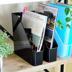 Youngever 3 Pack File Folder Bin Storage, Plastic File Folder Bin Organizer with Handle (Black) - color: Black