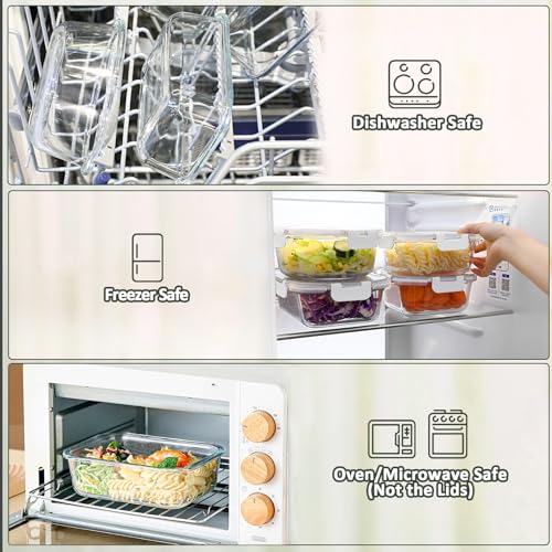 [80 oz & 36 oz]Extra Large Glass Food Storage/Baking Containers Set with Lids, 2 Pack 80 oz(10 cup)&2 Pack 36 oz (4.5 cup)Airtight Glass Container,Microwave,Oven,Freezer and Dishwasher, White - color: white