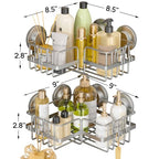 LEVERLOC Corner-adaptive Suction Cup Shower Caddies 2 Pack, Stainless Steel Rustproof Corner Shower Shelf, Large Capacity Removable Suction Cup Bathroom Organizer, Drill-Free Wall Mounted Basket, Gray - style: Corner Caddy, Grey