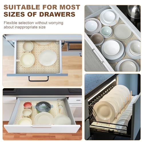 Kigley 3 Pcs Wood Pegboard Drawer Organizer with 32 Pegs Wooden Peg Board Drawer Shelf Organizer Adjustable Peg System for Dishes Plate Pot Container Cookware Utensil Kitchen(17 x 5.91 in) - size: 17 x 5.91 in
