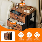 Furnulem Bedroom Dresser with 7 Drawers,Tall Industrial Fabric Chest of Drawers, Vertical Storage Tower Bedside Furniture in Living Room,Closet,Entryway-Sturdy Steel Frame(Rustic Brown) - color: Rustic Brown, size: 11.8"D x 15.8"W x 43.3"H (7 Drawers)