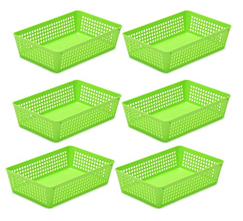YBM HOME 6-Pack Plastic Storage Baskets Bins for Home Junk Drawer, Shelves, and Office Organization, Functional Trays/Containers Great for Kitchen Pantry, Cabinets, Bedrooms, and Bathrooms, Green - color: Green, size: 6