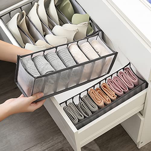 Cosmos 2 Pcs Clothes Organizer Foldable Wardrobe Clothes Drawer Organizers Breathable Mesh Clothing Organizer Box for Socks, Underwear, Ties, Panties (Small - 7 Grids for Socks) - size: Small - 7 Grids for Socks