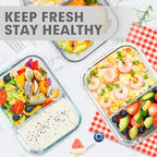VERONES 5 Pack Glass Meal Prep Containers 2 Compartment Set, 36OZ Airtight Lunch Containers, Glass Food Storage Containers with Lids, for Microwave, Oven, Freezer & Dishwasher Friendly,White - color: White