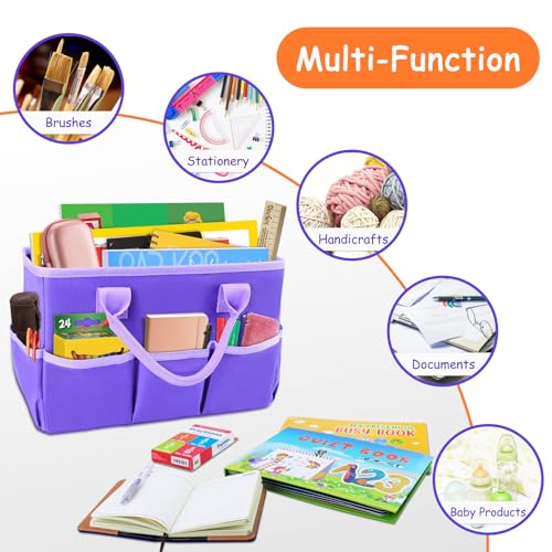 ZKOO Art Organizer Desktop Craft Storage Tote Bag for Crafts, Sewing, Paper, Art, Canvas, Supplies Storage Organization with Handles for Travel or Daily Use (Purple, Small) - color: Purple